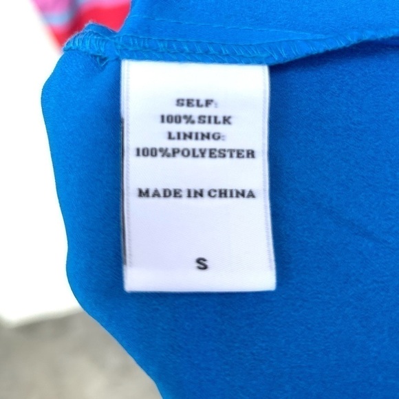 SILK striped red pink  blue asymmetric dress size small - Picture 7 of 11